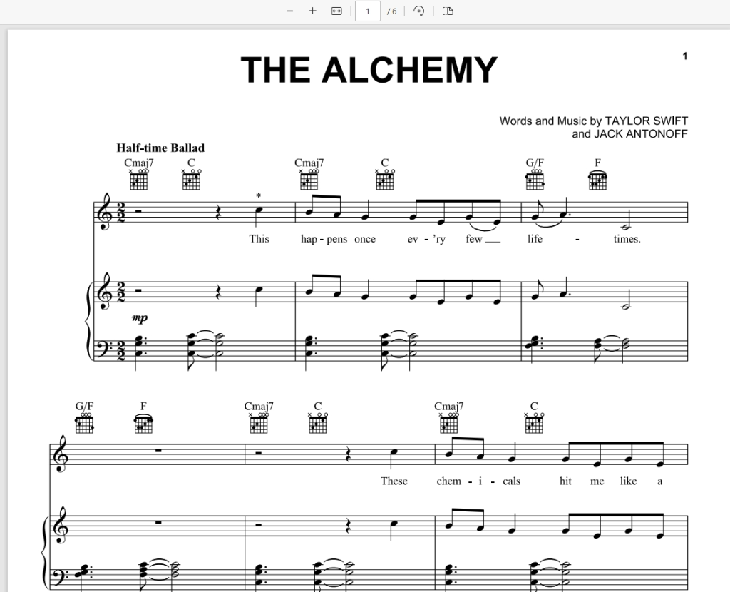 The Alchemy官方原版-Taylor Swift-Piano-Vocal-Guitar霉霉歌曲钢琴谱五线谱钢琴谱网| ninept钢琴谱网|钢琴谱|ninept|钢琴谱|简谱|钢琴教程|钢琴软件|五线谱|钢琴网|曲谱网|ninept钢琴| ninept.com|钢琴软件|音乐软件ninept钢琴