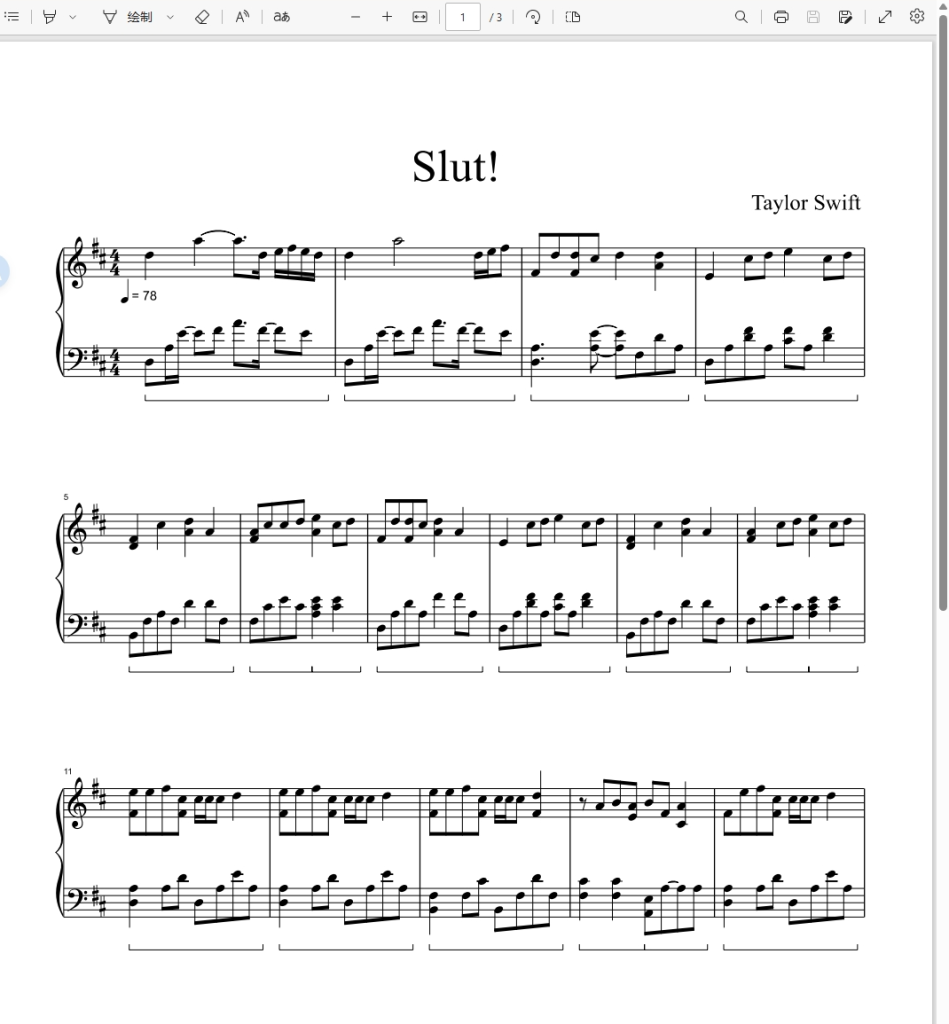 Slut!-Taylor Swift-Piano Solo霉霉歌曲钢琴版钢琴谱五线谱钢琴谱网| ninept钢琴谱网|钢琴谱|ninept|钢琴谱|简谱|钢琴教程|钢琴软件|五线谱|钢琴网|曲谱网|ninept钢琴| ninept.com|钢琴软件|音乐软件ninept钢琴