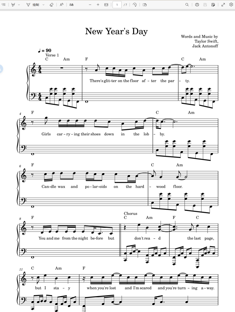 New Year’s Day-Taylor Swift-Piano Solo霉霉歌曲钢琴版钢琴谱五线谱钢琴谱网| ninept钢琴谱网|钢琴谱|ninept|钢琴谱|简谱|钢琴教程|钢琴软件|五线谱|钢琴网|曲谱网|ninept钢琴| ninept.com|钢琴软件|音乐软件ninept钢琴