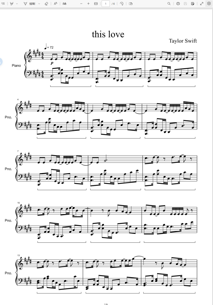 This Love-Taylor Swift-Piano Solo霉霉歌曲钢琴版钢琴谱五线谱钢琴谱网| ninept钢琴谱网|钢琴谱|ninept|钢琴谱|简谱|钢琴教程|钢琴软件|五线谱|钢琴网|曲谱网|ninept钢琴| ninept.com|钢琴软件|音乐软件ninept钢琴