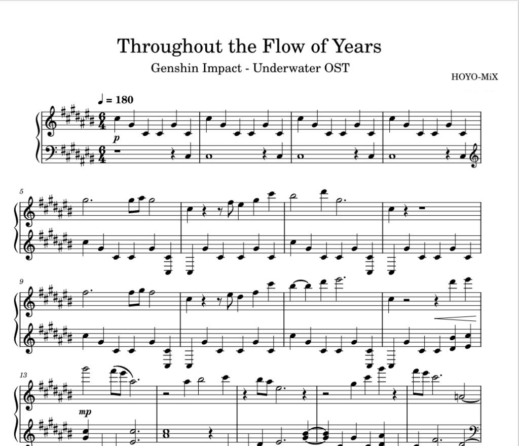 《纵然时岁流转 Throughout the Flow of Years》 HOYO-MiX钢琴谱五线谱钢琴版原神钢琴曲钢琴谱网| ninept钢琴谱网|钢琴谱|ninept|钢琴谱|简谱|钢琴教程|钢琴软件|五线谱|钢琴网|曲谱网|ninept钢琴| ninept.com|钢琴软件|音乐软件ninept钢琴