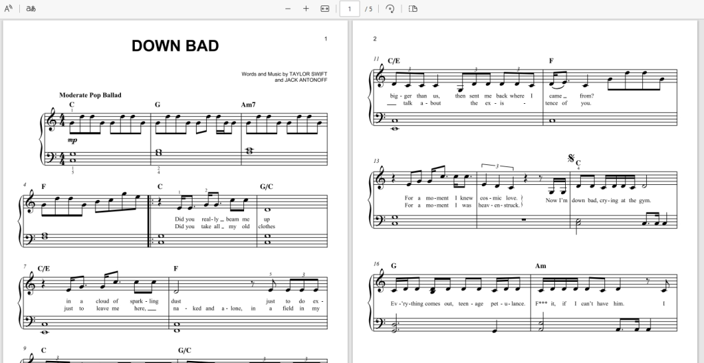 《Down Bad》简单版easy-piano – Taylor Swift霉霉歌曲钢琴版钢琴谱五线谱钢琴谱网| ninept钢琴谱网|钢琴谱|ninept|钢琴谱|简谱|钢琴教程|钢琴软件|五线谱|钢琴网|曲谱网|ninept钢琴| ninept.com|钢琴软件|音乐软件ninept钢琴