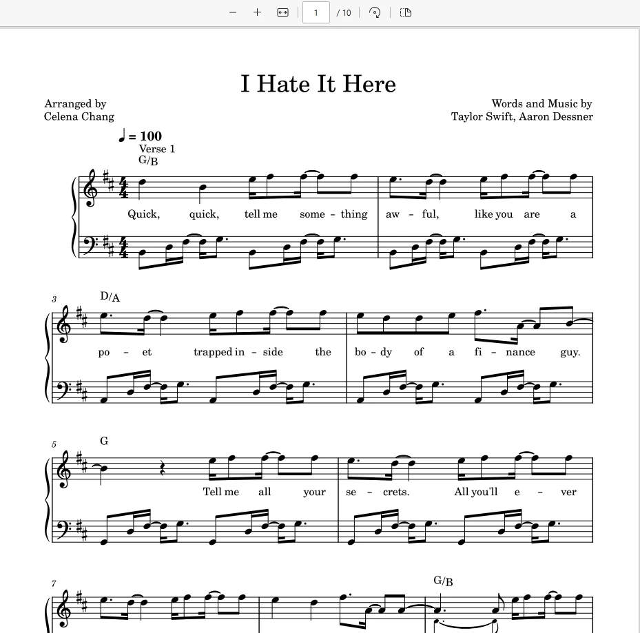 I Hate It Here独奏版钢琴谱-Taylor Swift(Piano Solo)霉霉歌曲TTPD专辑豪华版里的钢琴谱网| ninept钢琴谱网|钢琴谱|ninept|钢琴谱|简谱|钢琴教程|钢琴软件|五线谱|钢琴网|曲谱网|ninept钢琴| ninept.com|钢琴软件|音乐软件ninept钢琴