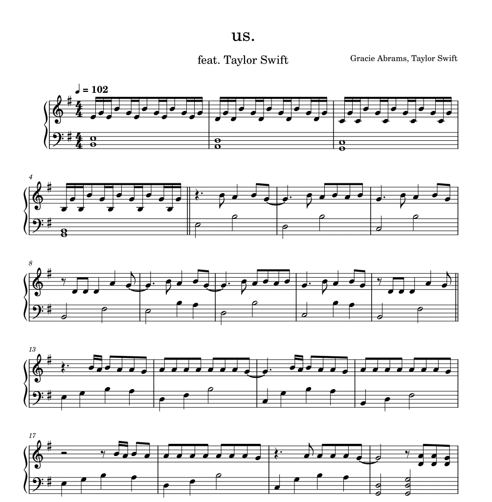 us. (feat. Taylor Swift) – Gracie Abrams钢琴版钢琴曲钢琴谱五线谱钢琴谱网| ninept钢琴谱网|钢琴谱|ninept|钢琴谱|简谱|钢琴教程|钢琴软件|五线谱|钢琴网|曲谱网|ninept钢琴| ninept.com|钢琴软件|音乐软件ninept钢琴