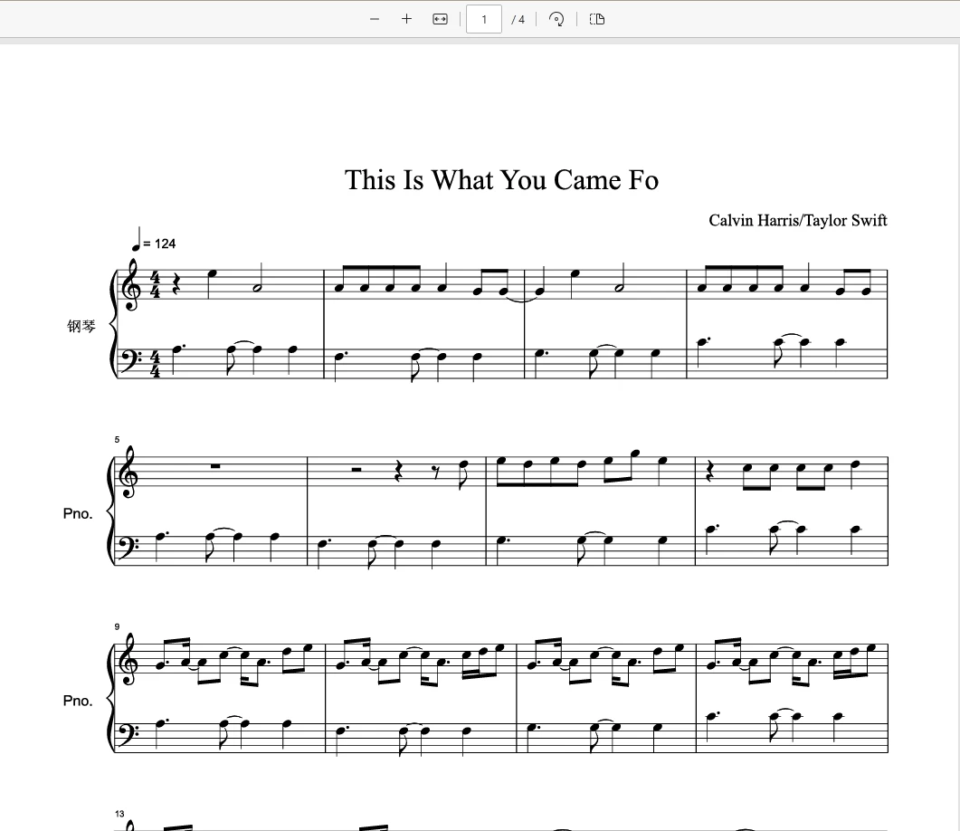 This Is What You Came For钢琴谱五线谱 -Taylor Swift钢琴版钢琴曲钢琴谱网| ninept钢琴谱网|钢琴谱|ninept|钢琴谱|简谱|钢琴教程|钢琴软件|五线谱|钢琴网|曲谱网|ninept钢琴| ninept.com|钢琴软件|音乐软件ninept钢琴