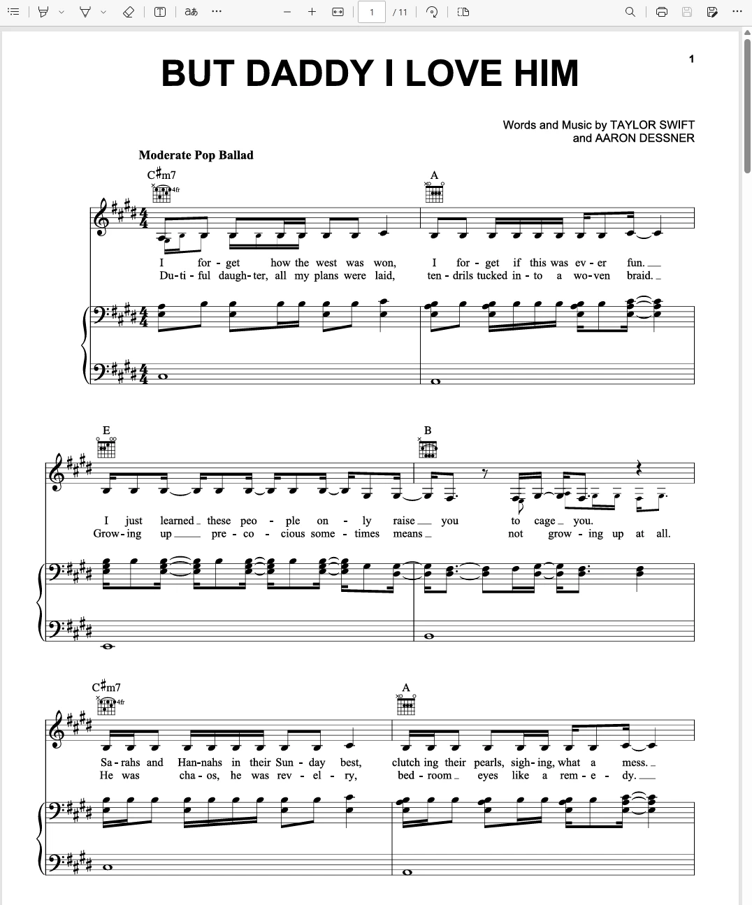 But Daddy I Love Him钢琴版钢琴谱五线谱完整版 – Taylor Swift官方发行原版钢琴谱网| ninept钢琴谱网|钢琴谱|ninept|钢琴谱|简谱|钢琴教程|钢琴软件|五线谱|钢琴网|曲谱网|ninept钢琴| ninept.com|钢琴软件|音乐软件ninept钢琴