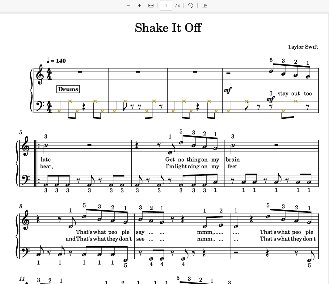 Shake It Off -– Taylor Swift带指法五线谱钢琴版钢琴曲钢琴谱 C major, A minor钢琴谱网| ninept钢琴谱网|钢琴谱|ninept|钢琴谱|简谱|钢琴教程|钢琴软件|五线谱|钢琴网|曲谱网|ninept钢琴| ninept.com|钢琴软件|音乐软件ninept钢琴