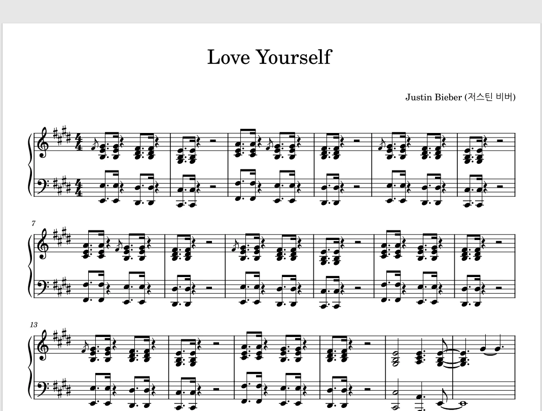 Love Yourself- Justin Bieber钢琴谱五线谱钢琴谱网| ninept钢琴谱网|钢琴谱|ninept|钢琴谱|简谱|钢琴教程|钢琴软件|五线谱|钢琴网|曲谱网|ninept钢琴| ninept.com|钢琴软件|音乐软件ninept钢琴