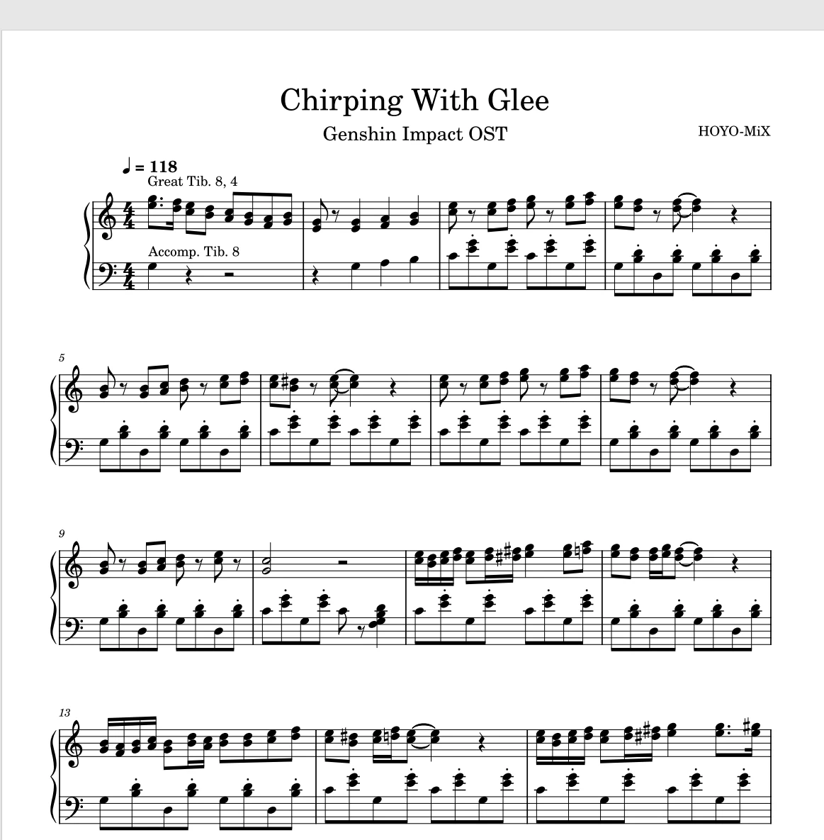 Chriping With Glee–HOYO MiX钢琴版钢琴曲钢琴谱五线谱钢琴谱网| ninept钢琴谱网|钢琴谱|ninept|钢琴谱|简谱|钢琴教程|钢琴软件|五线谱|钢琴网|曲谱网|ninept钢琴| ninept.com|钢琴软件|音乐软件ninept钢琴