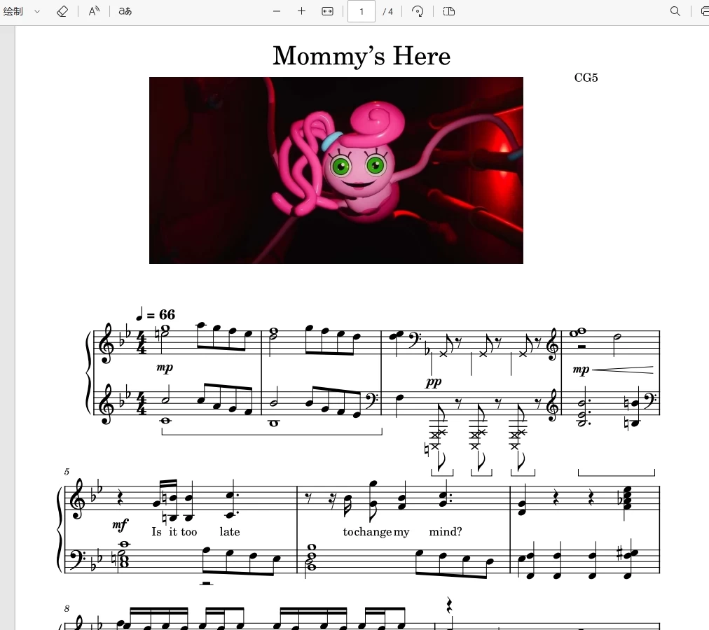 Mommy’s Here妈妈来了 – CG5钢琴版钢琴曲钢琴谱五线谱钢琴谱网| ninept钢琴谱网|钢琴谱|ninept|钢琴谱|简谱|钢琴教程|钢琴软件|五线谱|钢琴网|曲谱网|ninept钢琴| ninept.com|钢琴软件|音乐软件ninept钢琴