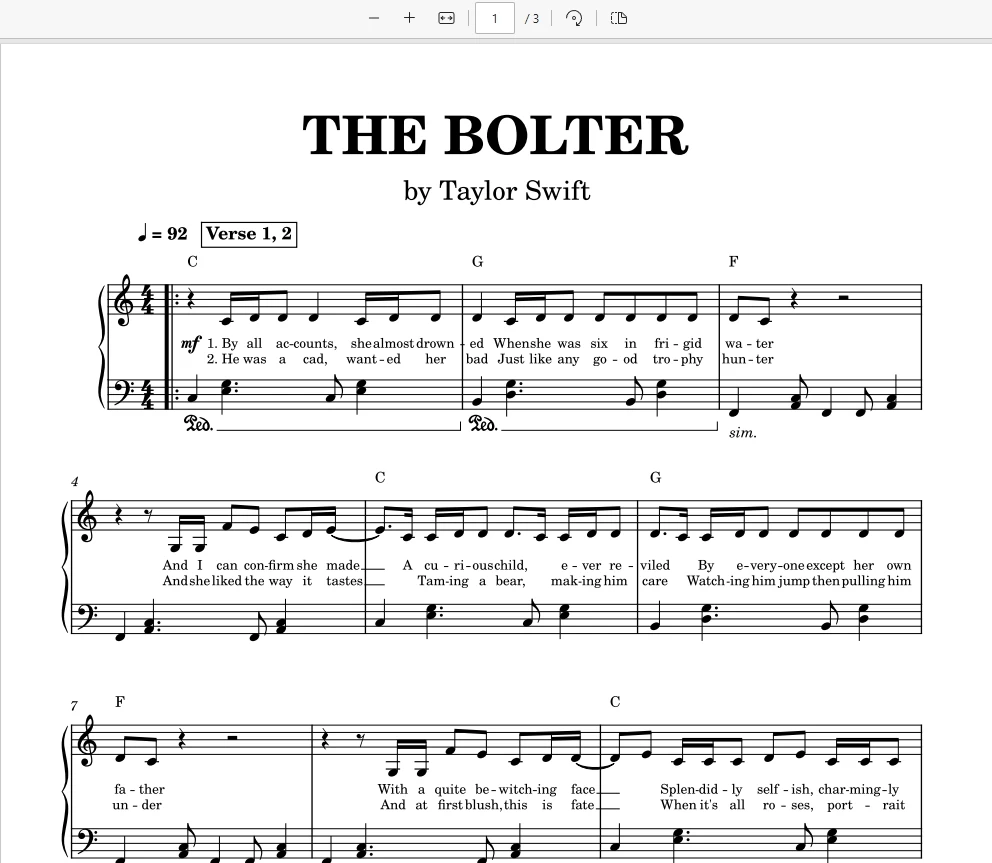 The Bolter – Taylor Swift钢琴版钢琴曲钢琴谱五线谱钢琴谱网| ninept钢琴谱网|钢琴谱|ninept|钢琴谱|简谱|钢琴教程|钢琴软件|五线谱|钢琴网|曲谱网|ninept钢琴| ninept.com|钢琴软件|音乐软件ninept钢琴