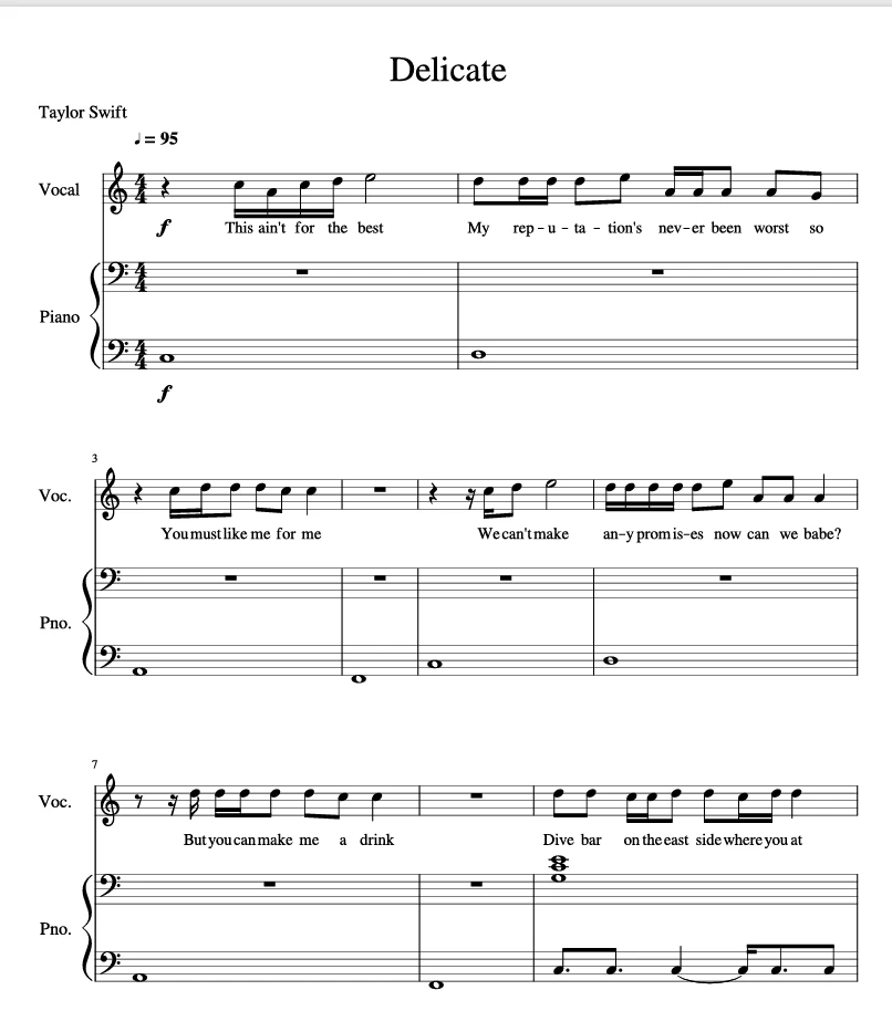 Delicate-Taylor Swift钢琴版钢琴曲钢琴谱五线谱PDF11钢琴谱网| ninept钢琴谱网|钢琴谱|ninept|钢琴谱|简谱|钢琴教程|钢琴软件|五线谱|钢琴网|曲谱网|ninept钢琴| ninept.com|钢琴软件|音乐软件ninept钢琴