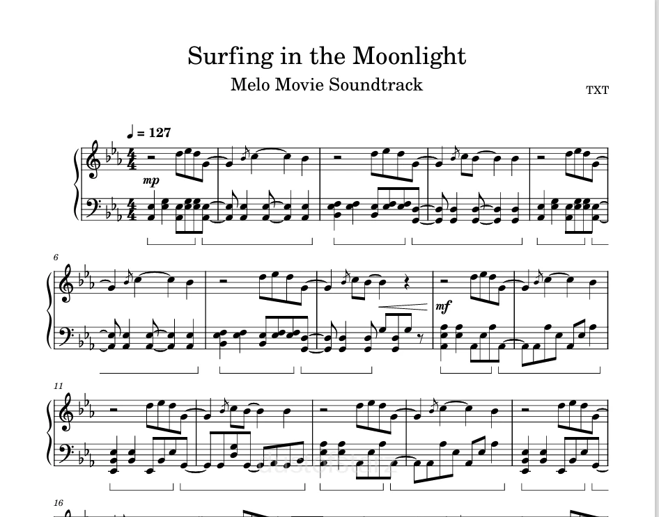 Surfing in the Moonlight【我们的浪漫电影OST】 – 姜太显 & 休宁凯 of TXT钢琴版钢琴曲钢琴谱五线谱钢琴谱网| ninept钢琴谱网|钢琴谱|ninept|钢琴谱|简谱|钢琴教程|钢琴软件|五线谱|钢琴网|曲谱网|ninept钢琴| ninept.com|钢琴软件|音乐软件ninept钢琴