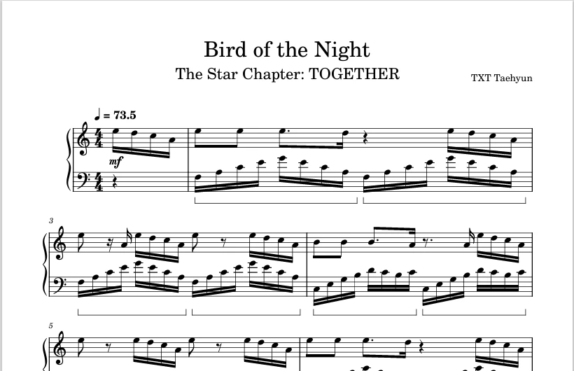 Bird of the Night -TXT Taehyun钢琴版钢琴曲钢琴谱五线谱钢琴谱网| ninept钢琴谱网|钢琴谱|ninept|钢琴谱|简谱|钢琴教程|钢琴软件|五线谱|钢琴网|曲谱网|ninept钢琴| ninept.com|钢琴软件|音乐软件ninept钢琴