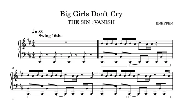 图片[1]钢琴谱网| ninept钢琴谱网|钢琴谱|ninept|钢琴谱|简谱|钢琴教程|钢琴软件|五线谱|钢琴网|曲谱网|ninept钢琴| ninept.com|钢琴软件|音乐软件Big Girls Don’t Cry-ENHYPEN 钢琴版钢琴谱钢琴曲五线谱共2页
