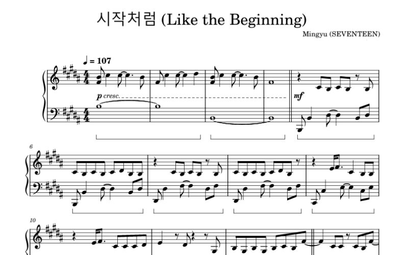 Like the Beginning-SEVENTEEN Mingyu钢琴谱五线谱钢琴版钢琴曲钢琴谱网| ninept钢琴谱网|钢琴谱|ninept|钢琴谱|简谱|钢琴教程|钢琴软件|五线谱|钢琴网|曲谱网|ninept钢琴| ninept.com|钢琴软件|音乐软件ninept钢琴