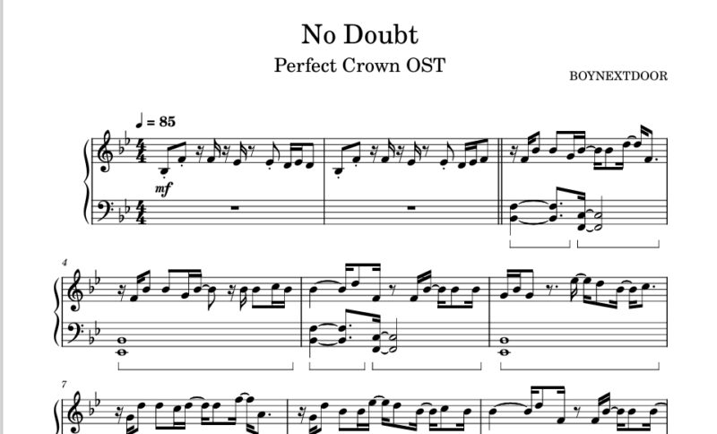 No Doubt (Perfect Crown OST) -BOYNEXTDOOR钢琴谱五线谱钢琴版钢琴曲钢琴谱网| ninept钢琴谱网|钢琴谱|ninept|钢琴谱|简谱|钢琴教程|钢琴软件|五线谱|钢琴网|曲谱网|ninept钢琴| ninept.com|钢琴软件|音乐软件ninept钢琴
