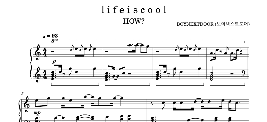 Life Is Cool-BOYNEXTDOOR钢琴谱五线谱钢琴版钢琴曲