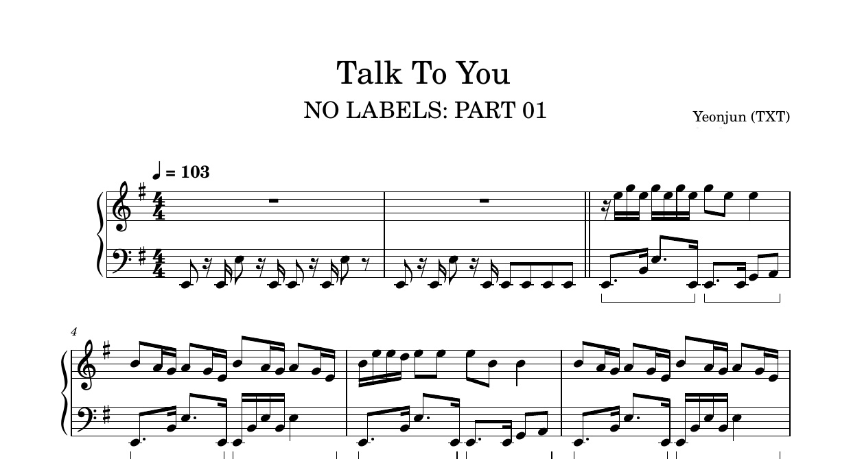 Talk To You-Yeonjun (TXT)钢琴谱五线谱钢琴版钢琴曲