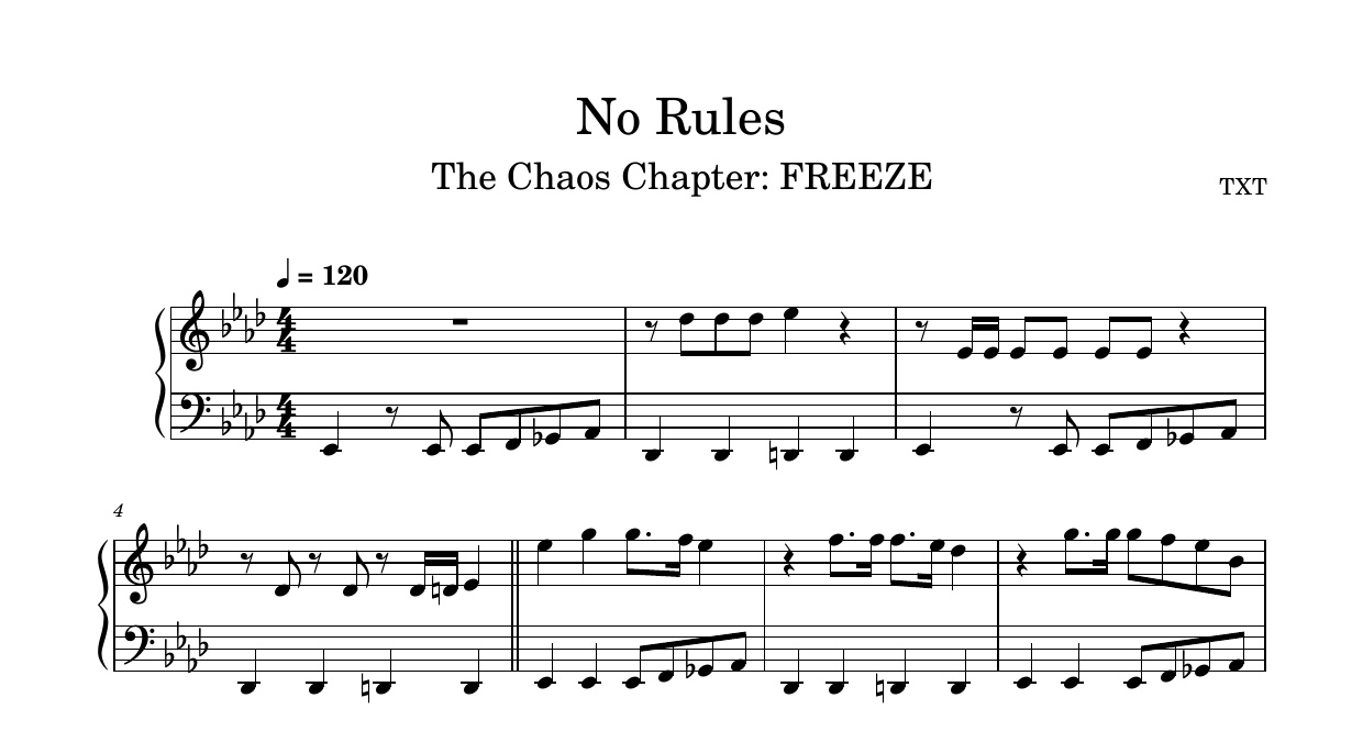No Rules easy-TXT钢琴谱五线谱钢琴版钢琴曲
