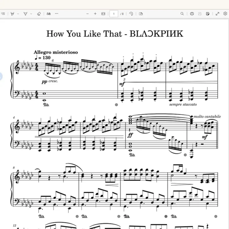 《How You Like That》 - BLACKPINK (高难度钢琴独奏版)钢琴版钢琴曲钢琴谱五线谱钢琴谱网| ninept钢琴谱网|钢琴谱|ninept|钢琴谱|简谱|钢琴教程|钢琴软件|五线谱|钢琴网|曲谱网|ninept钢琴| ninept.com|钢琴软件|音乐软件ninept钢琴