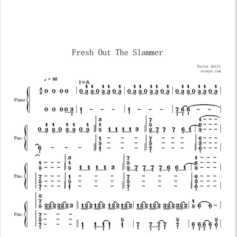 《Fresh Out The Slammer》简谱 Taylor Swift 钢琴版钢琴曲钢琴谱视频同款谱钢琴谱网| ninept钢琴谱网|钢琴谱|ninept|钢琴谱|简谱|钢琴教程|钢琴软件|五线谱|钢琴网|曲谱网|ninept钢琴| ninept.com|钢琴软件|音乐软件ninept钢琴
