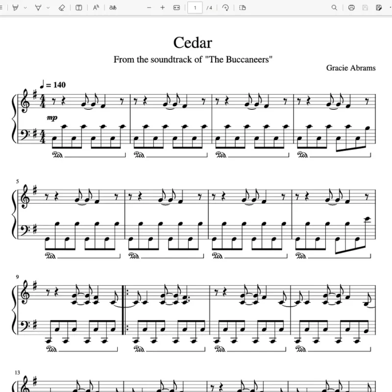 Cedar（我忘了你不再屬於我）–Gracie Abrams钢琴版钢琴曲钢琴谱五线谱钢琴谱网| ninept钢琴谱网|钢琴谱|ninept|钢琴谱|简谱|钢琴教程|钢琴软件|五线谱|钢琴网|曲谱网|ninept钢琴| ninept.com|钢琴软件|音乐软件ninept钢琴