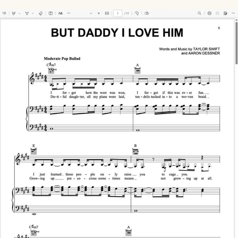 But Daddy I Love Him钢琴版钢琴谱五线谱完整版 – Taylor Swift官方发行原版钢琴谱网| ninept钢琴谱网|钢琴谱|ninept|钢琴谱|简谱|钢琴教程|钢琴软件|五线谱|钢琴网|曲谱网|ninept钢琴| ninept.com|钢琴软件|音乐软件ninept钢琴