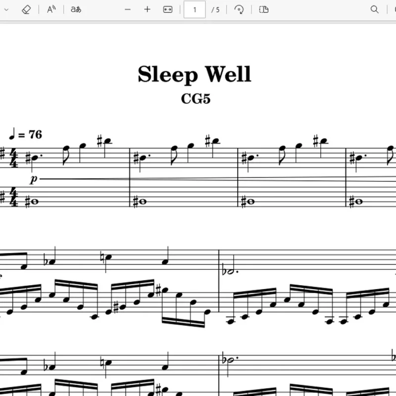 Sleep Well安然入睡 – CG5钢琴版钢琴曲钢琴谱五线谱钢琴谱网| ninept钢琴谱网|钢琴谱|ninept|钢琴谱|简谱|钢琴教程|钢琴软件|五线谱|钢琴网|曲谱网|ninept钢琴| ninept.com|钢琴软件|音乐软件ninept钢琴