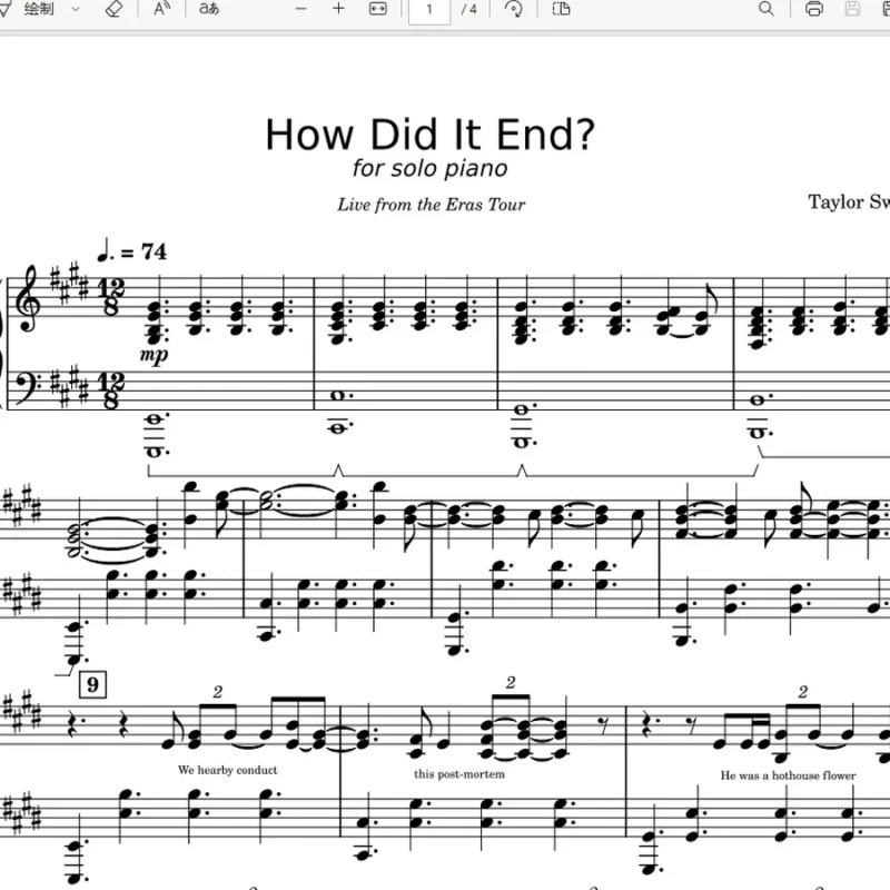 How Did It End?年代巡演版本-霉霉2024新专豪华版歌曲钢琴版钢琴曲钢琴谱五线谱钢琴谱网| ninept钢琴谱网|钢琴谱|ninept|钢琴谱|简谱|钢琴教程|钢琴软件|五线谱|钢琴网|曲谱网|ninept钢琴| ninept.com|钢琴软件|音乐软件ninept钢琴