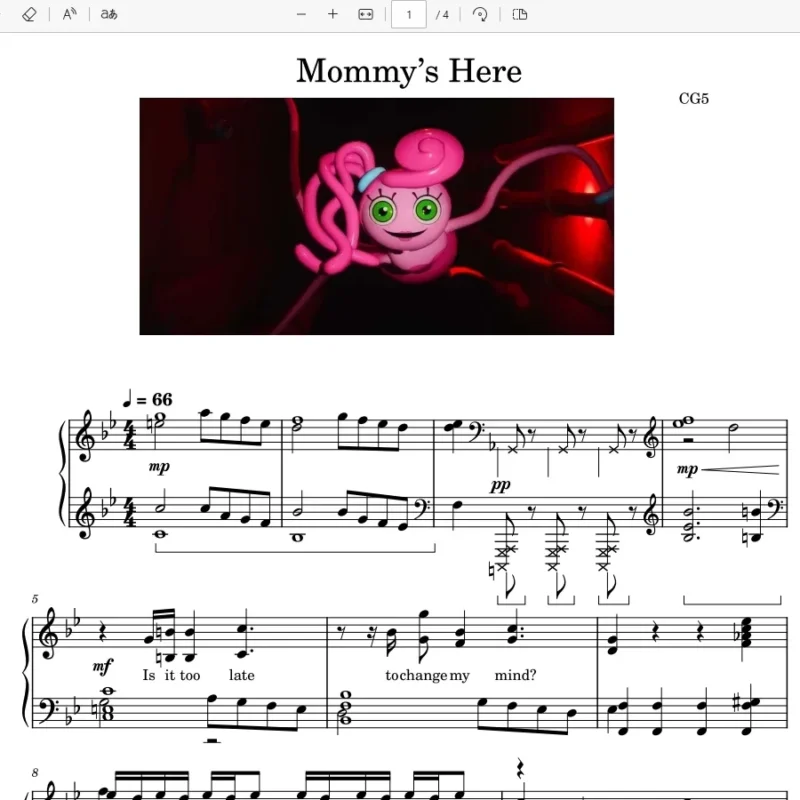 Mommy’s Here妈妈来了 – CG5钢琴版钢琴曲钢琴谱五线谱钢琴谱网| ninept钢琴谱网|钢琴谱|ninept|钢琴谱|简谱|钢琴教程|钢琴软件|五线谱|钢琴网|曲谱网|ninept钢琴| ninept.com|钢琴软件|音乐软件ninept钢琴