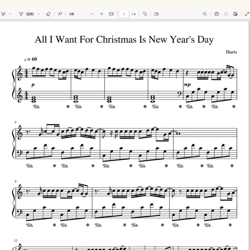 All I Want For Christmas Is New Year's Day 我想要的圣诞节是元旦- Hurts钢琴版钢琴曲五线谱钢琴谱钢琴谱网| ninept钢琴谱网|钢琴谱|ninept|钢琴谱|简谱|钢琴教程|钢琴软件|五线谱|钢琴网|曲谱网|ninept钢琴| ninept.com|钢琴软件|音乐软件ninept钢琴