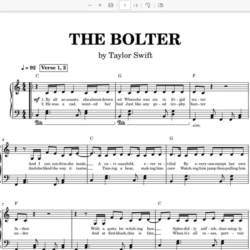 The Bolter - Taylor Swift钢琴版钢琴曲钢琴谱五线谱钢琴谱网| ninept钢琴谱网|钢琴谱|ninept|钢琴谱|简谱|钢琴教程|钢琴软件|五线谱|钢琴网|曲谱网|ninept钢琴| ninept.com|钢琴软件|音乐软件ninept钢琴