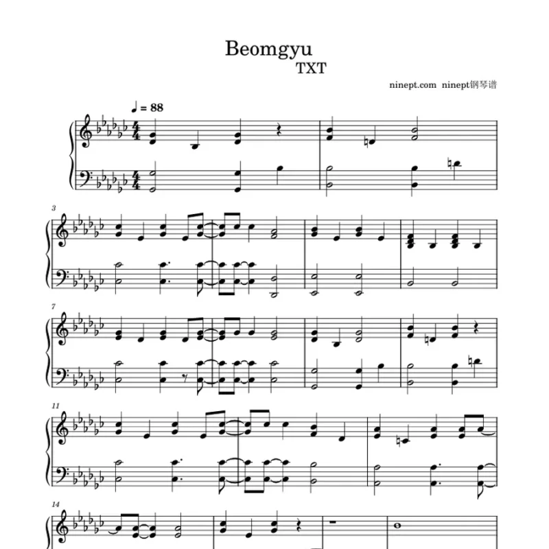Beomgyu-（TXT）6分完整版五线谱简谱Beomgyu钢琴版钢琴曲钢琴谱钢琴谱网| ninept钢琴谱网|钢琴谱|ninept|钢琴谱|简谱|钢琴教程|钢琴软件|五线谱|钢琴网|曲谱网|ninept钢琴| ninept.com|钢琴软件|音乐软件ninept钢琴