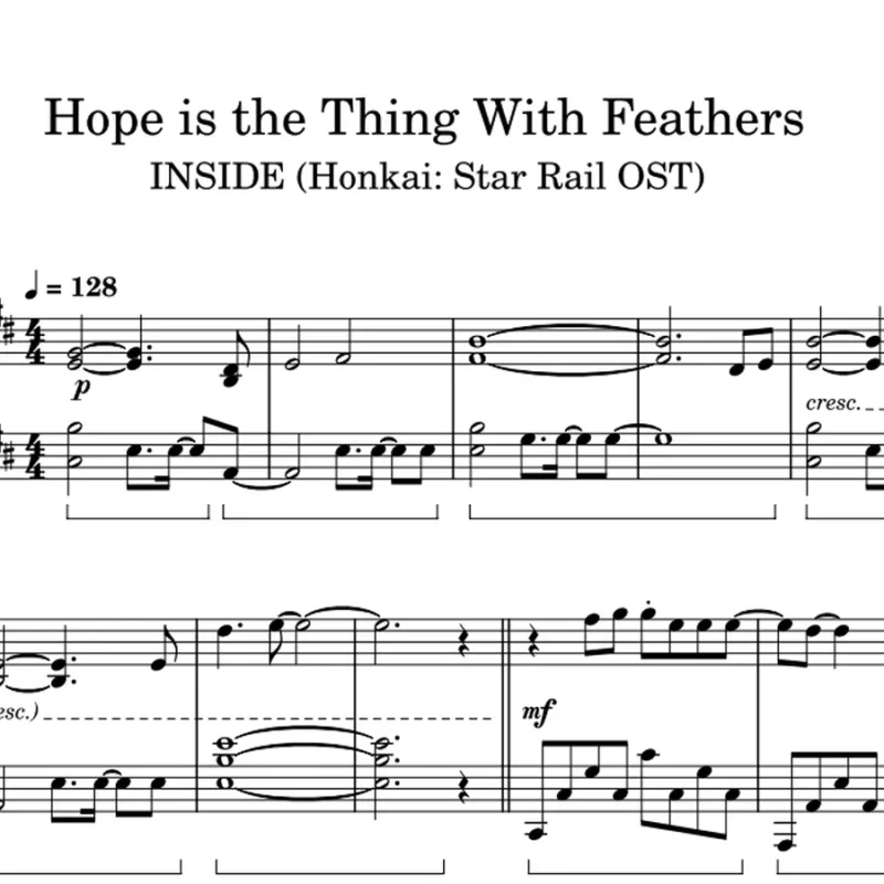 《希望有羽毛和翅膀》钢琴版 Hope Is the Thing With Feathers 钢琴谱知更鸟/HOYO-MiX(Honkai Star Rail OST)五线谱《崩坏：星穹铁道》OST钢琴曲《崩坏星穹铁道-空气蛹》王可鑫PDF6页钢琴谱网| ninept钢琴谱网|钢琴谱|ninept|钢琴谱|简谱|钢琴教程|钢琴软件|五线谱|钢琴网|曲谱网|ninept钢琴| ninept.com|钢琴软件|音乐软件ninept钢琴