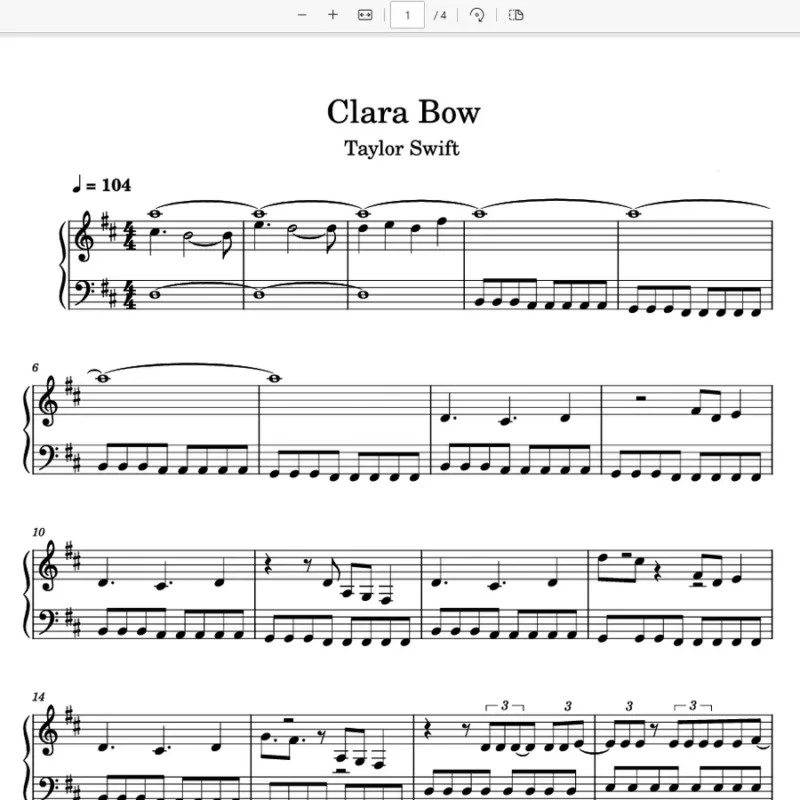 Clara Bow – Taylor Swift新歌钢琴版曲谱钢琴曲钢琴谱网| ninept钢琴谱网|钢琴谱|ninept|钢琴谱|简谱|钢琴教程|钢琴软件|五线谱|钢琴网|曲谱网|ninept钢琴| ninept.com|钢琴软件|音乐软件ninept钢琴