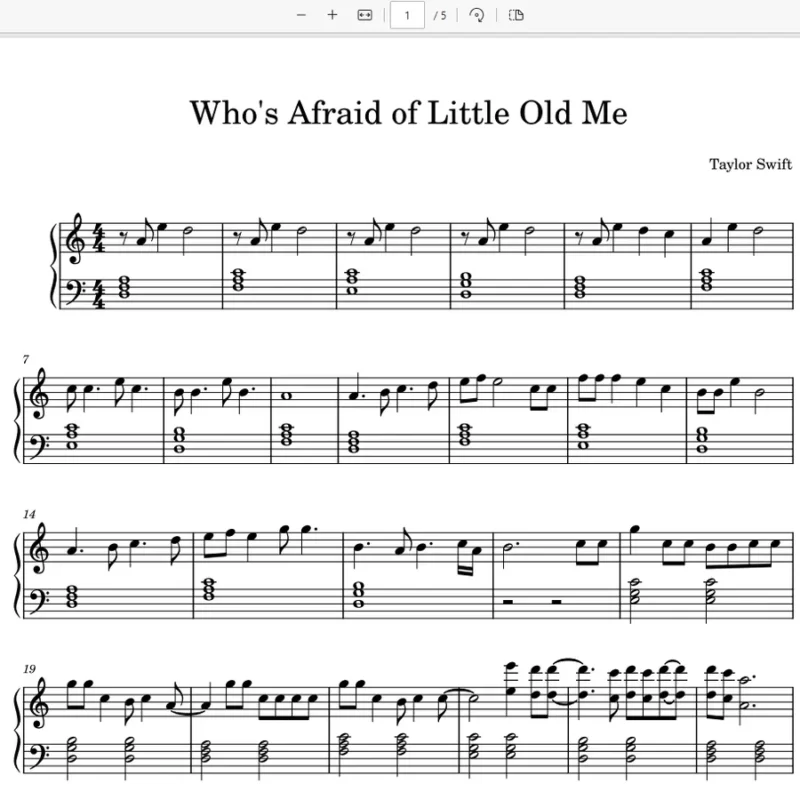 Who's Afraid of Little Old Me–Taylor Swift钢琴版钢琴曲钢琴谱五线谱钢琴谱网| ninept钢琴谱网|钢琴谱|ninept|钢琴谱|简谱|钢琴教程|钢琴软件|五线谱|钢琴网|曲谱网|ninept钢琴| ninept.com|钢琴软件|音乐软件ninept钢琴