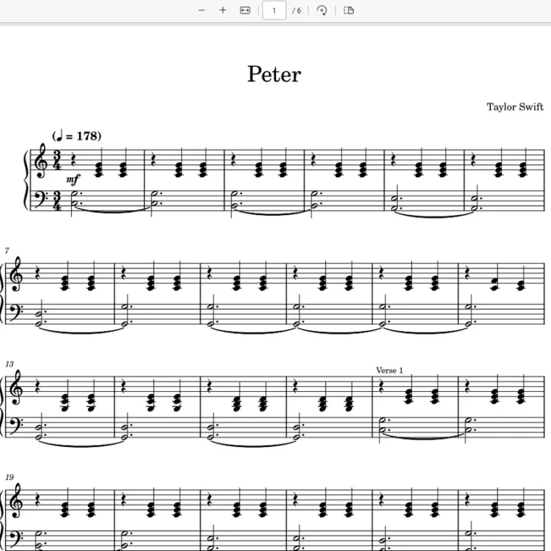 《Peter》 Taylor Swift 钢琴曲钢琴版钢琴谱五线谱钢琴谱网| ninept钢琴谱网|钢琴谱|ninept|钢琴谱|简谱|钢琴教程|钢琴软件|五线谱|钢琴网|曲谱网|ninept钢琴| ninept.com|钢琴软件|音乐软件ninept钢琴