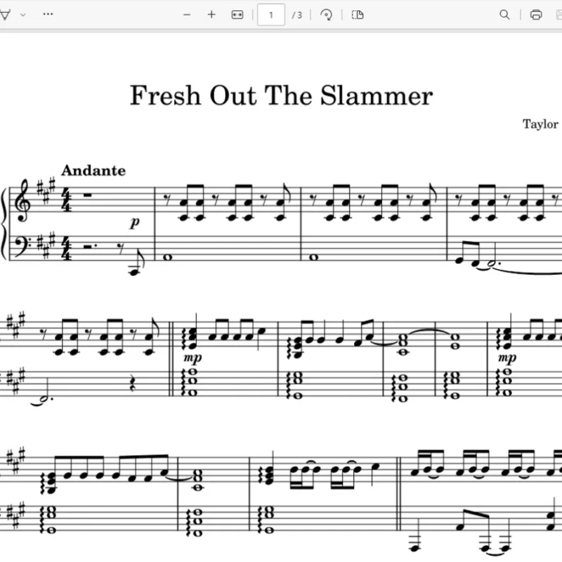 《Fresh Out The Slammer》五线谱 Taylor Swift 钢琴版钢琴曲钢琴谱视频同款谱钢琴谱网| ninept钢琴谱网|钢琴谱|ninept|钢琴谱|简谱|钢琴教程|钢琴软件|五线谱|钢琴网|曲谱网|ninept钢琴| ninept.com|钢琴软件|音乐软件ninept钢琴