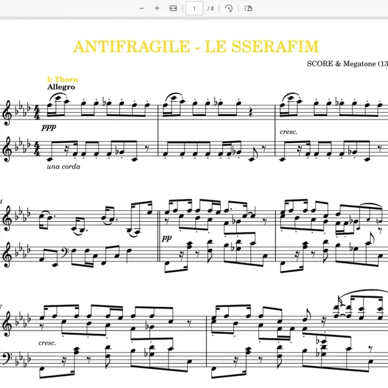 ANTIFRAGILE - LE SSERAFIM (Ferocious Piano Solo)钢琴曲钢琴版钢琴谱五线谱钢琴谱网| ninept钢琴谱网|钢琴谱|ninept|钢琴谱|简谱|钢琴教程|钢琴软件|五线谱|钢琴网|曲谱网|ninept钢琴| ninept.com|钢琴软件|音乐软件ninept钢琴