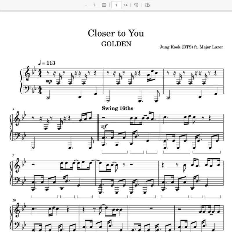 Closer to You - BTS Jungkook ft. Major Lazer防弹少年团钢琴曲钢琴版钢琴谱五线谱钢琴谱网| ninept钢琴谱网|钢琴谱|ninept|钢琴谱|简谱|钢琴教程|钢琴软件|五线谱|钢琴网|曲谱网|ninept钢琴| ninept.com|钢琴软件|音乐软件ninept钢琴
