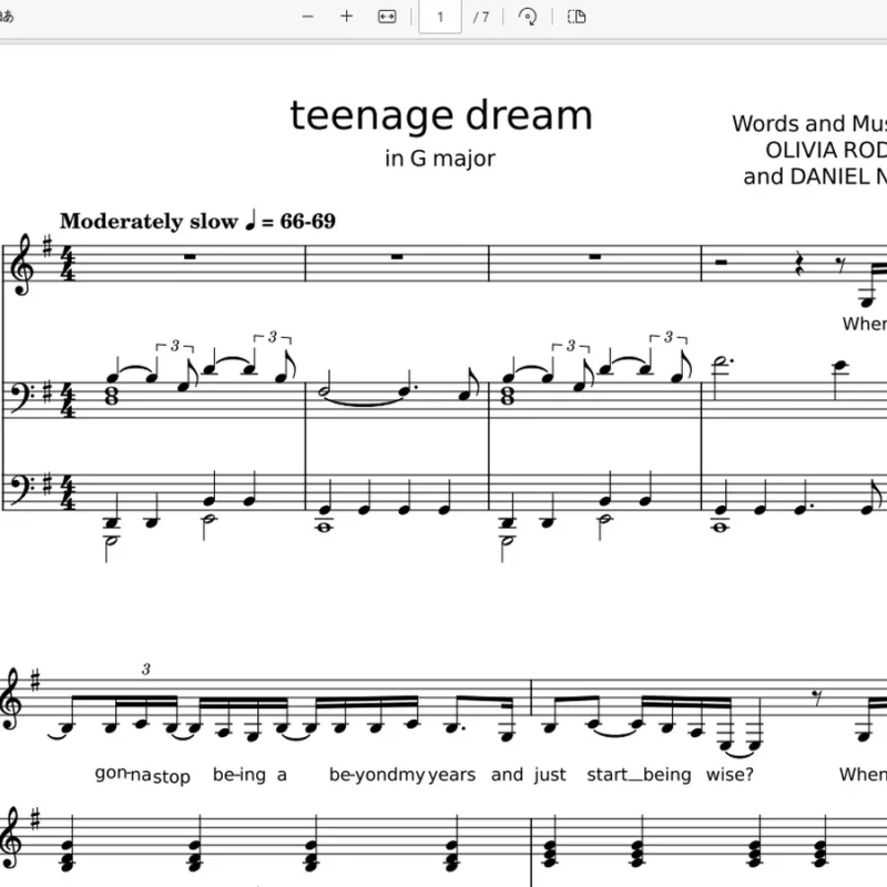 《Teenage dream》-Olivia Rodrigo弹唱谱钢琴谱五线谱钢琴版钢琴谱网| ninept钢琴谱网|钢琴谱|ninept|钢琴谱|简谱|钢琴教程|钢琴软件|五线谱|钢琴网|曲谱网|ninept钢琴| ninept.com|钢琴软件|音乐软件ninept钢琴