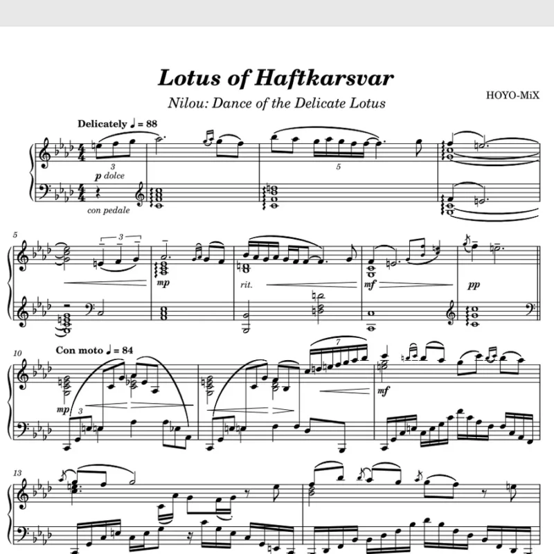 Lotus of Haftkarsvar七域的蕖华 | Genshin Impact原神钢琴版钢琴曲五线谱钢琴谱钢琴谱网| ninept钢琴谱网|钢琴谱|ninept|钢琴谱|简谱|钢琴教程|钢琴软件|五线谱|钢琴网|曲谱网|ninept钢琴| ninept.com|钢琴软件|音乐软件ninept钢琴